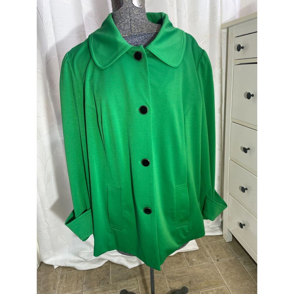 Green Button-Front Coat